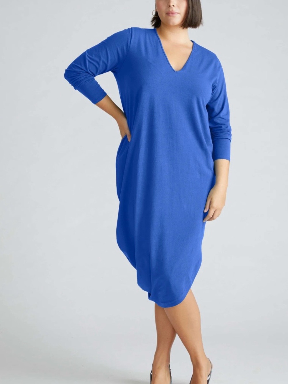 Universal Standard Royal Blue V-Neck Geneva Midi Dress